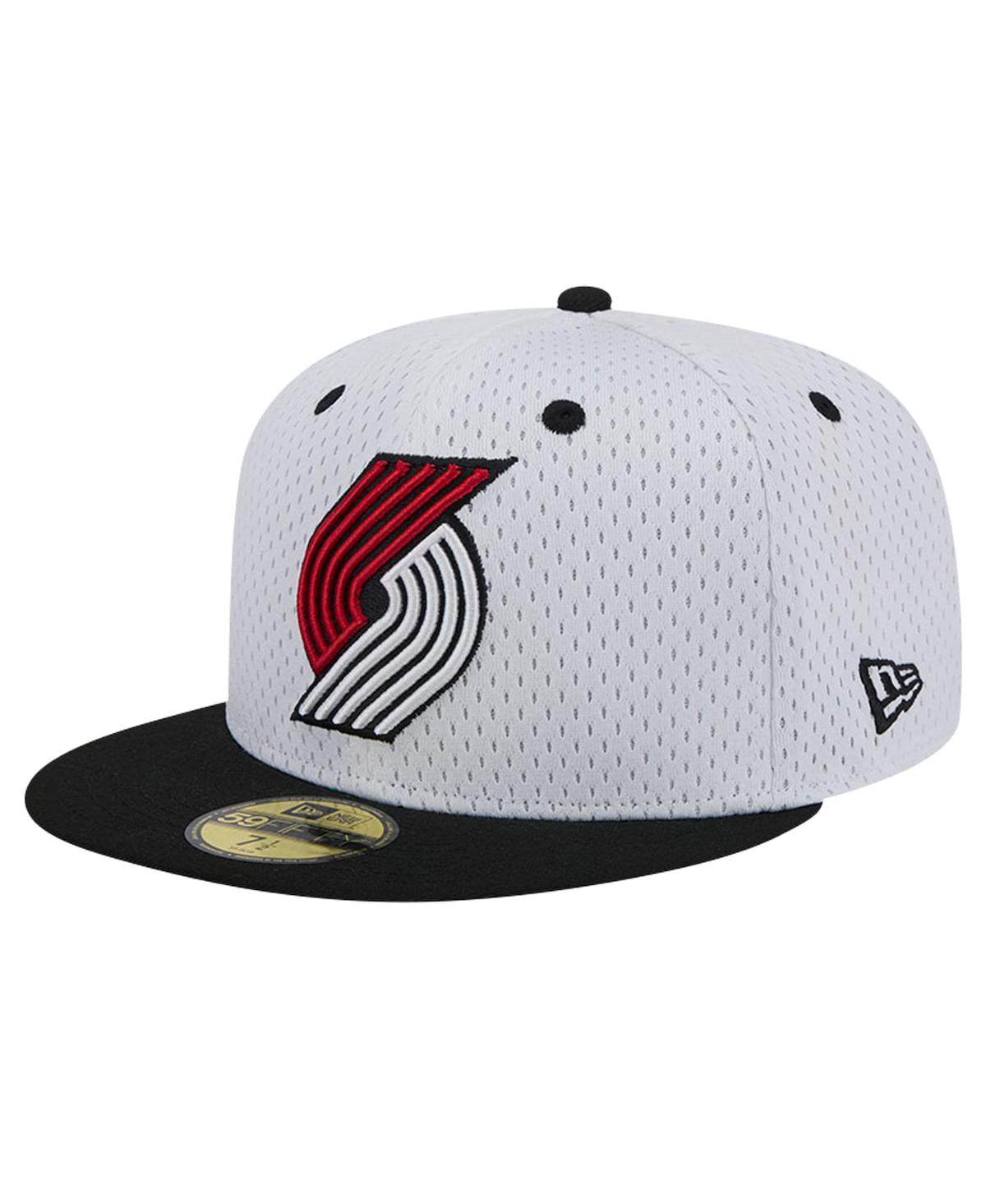 NEW ERA MEN'S WHITE/BLACK PORTLAND TRAIL BLAZERS THROWBACK 2TONE 59FIFTY FITTED HAT 