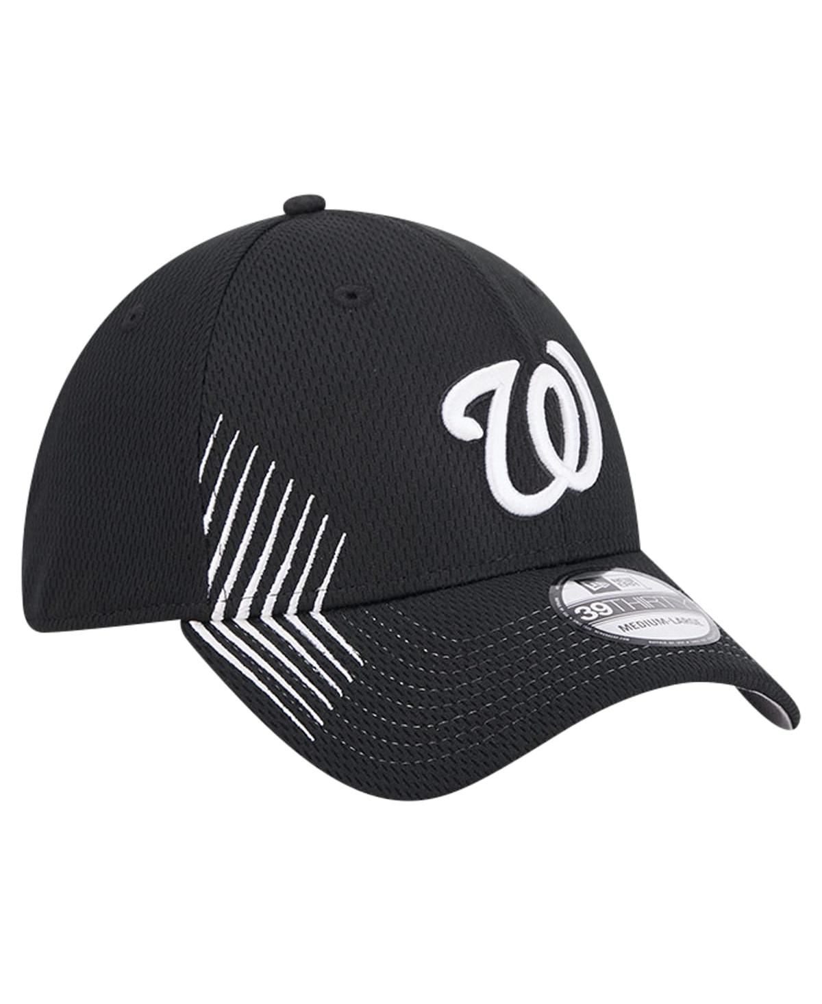 New Era Men'sWashington Nationals Active Dash Mark 39THIRTY Flex Hat - Black