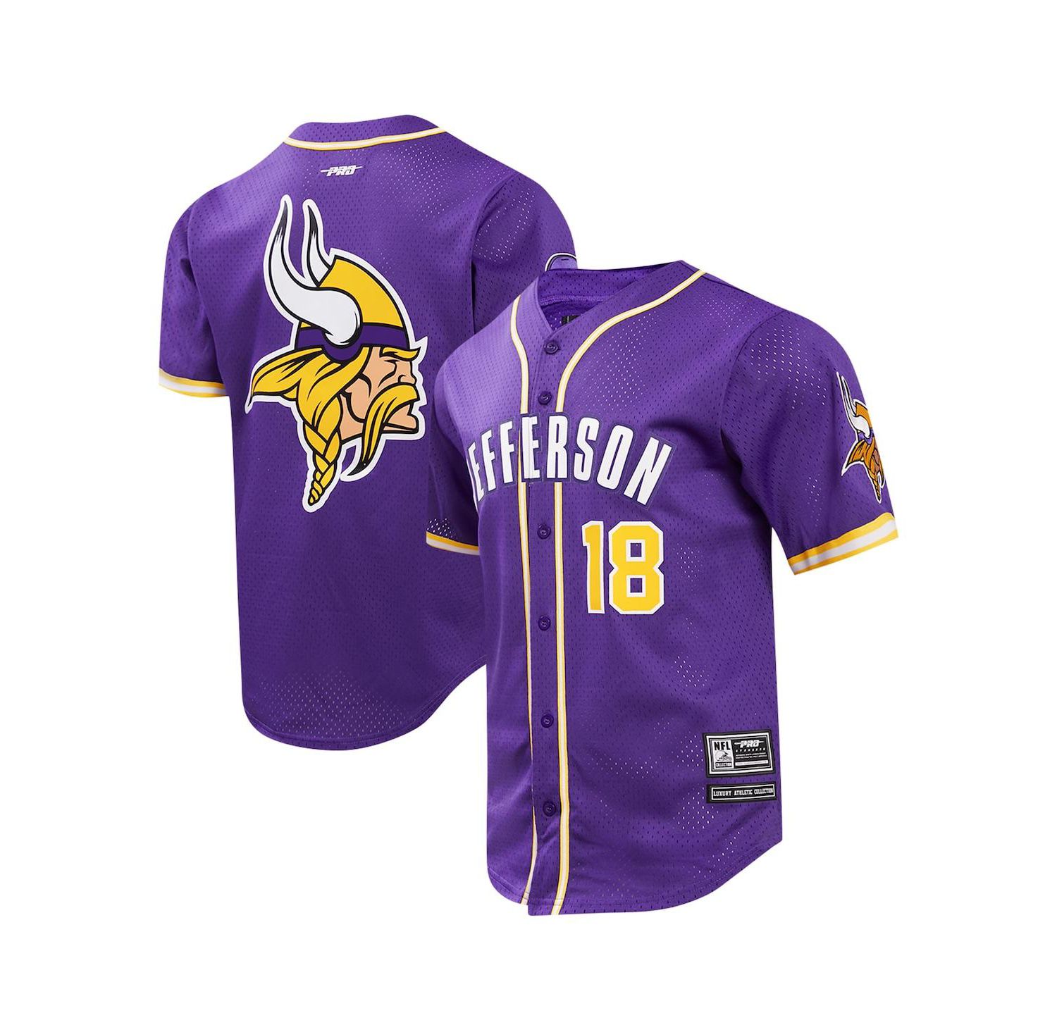 Men's Justin Jefferson Purple Minnesota Vikings Baseball Button-Up Shirt