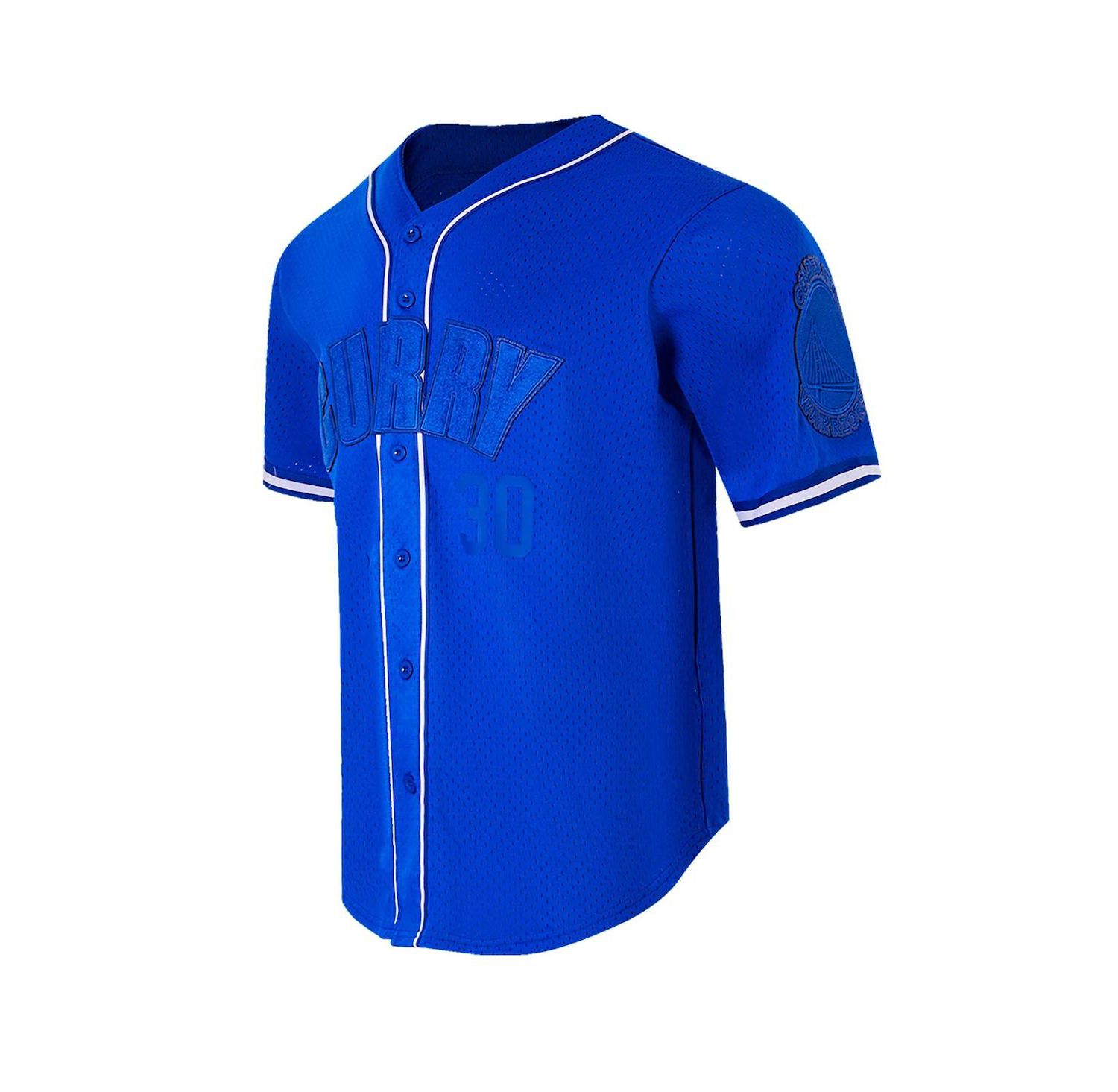 Men's Stephen Curry Royal Golden State Warriors Triple Tonal Mesh Button-Up Top