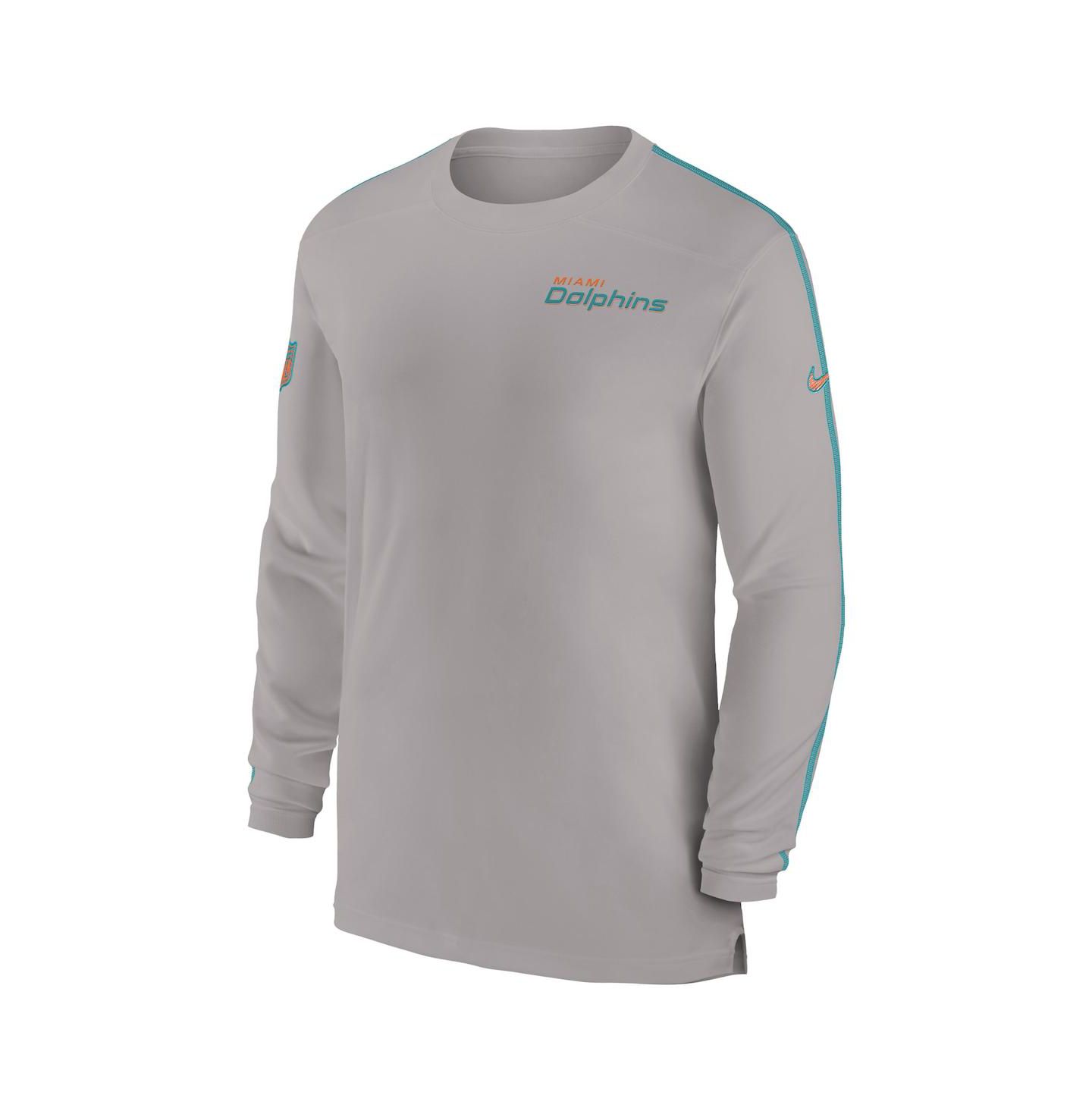 Мужская футболка Nike Miami Dolphins Sideline Coach UV Performance с длинным рукавом, Gray — фото 3