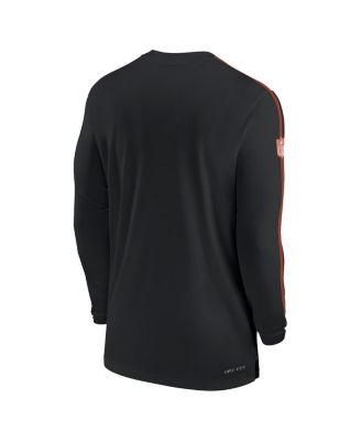 Men's Black Cincinnati Bengals Sideline Coach UV Performance Long Sleeve T-Shirt