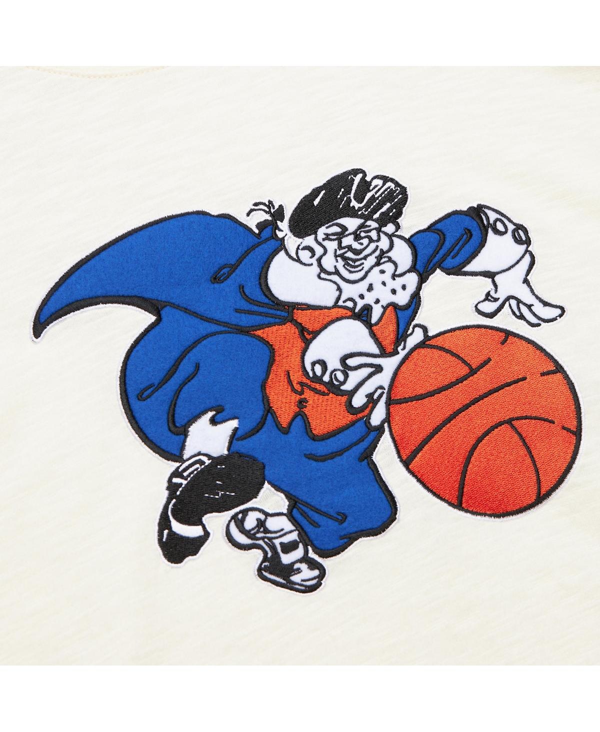Mitchell & Ness Men'sNew York Knicks Hardwood Classics Vintage-like Long Sleeve T-Shirt - Cream