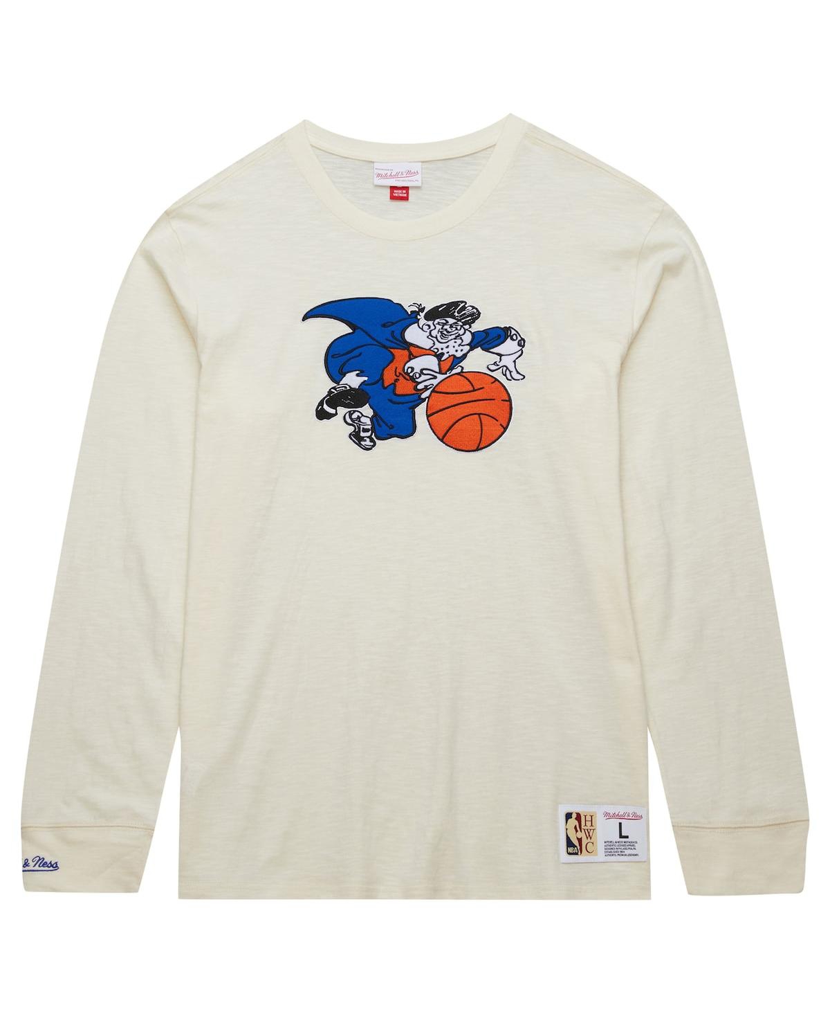 Mitchell & Ness Men'sNew York Knicks Hardwood Classics Vintage-like Long Sleeve T-Shirt - Cream