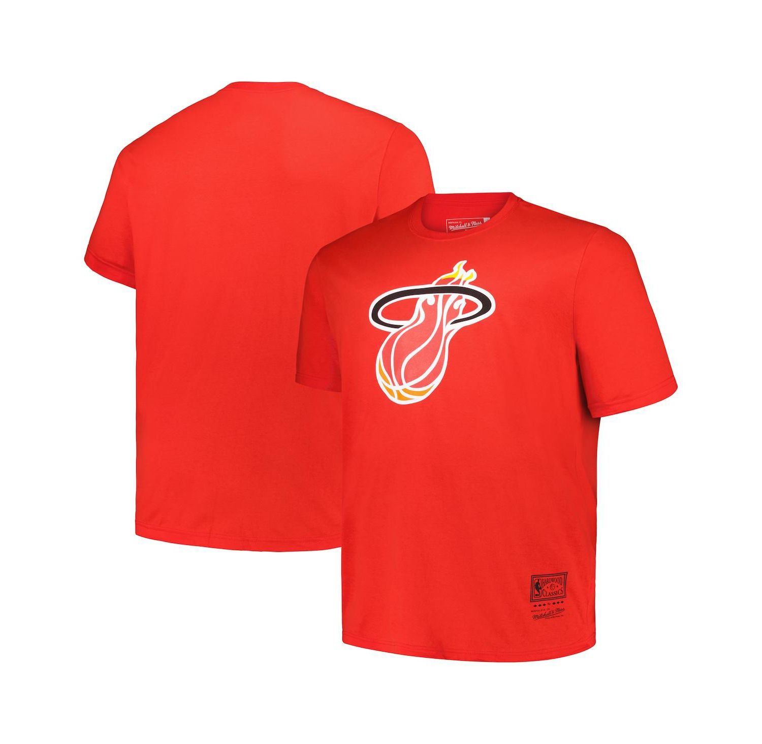 Men's Red Miami Heat Big & Tall Hardwood Classics Vintage-like Logo T-Shirt