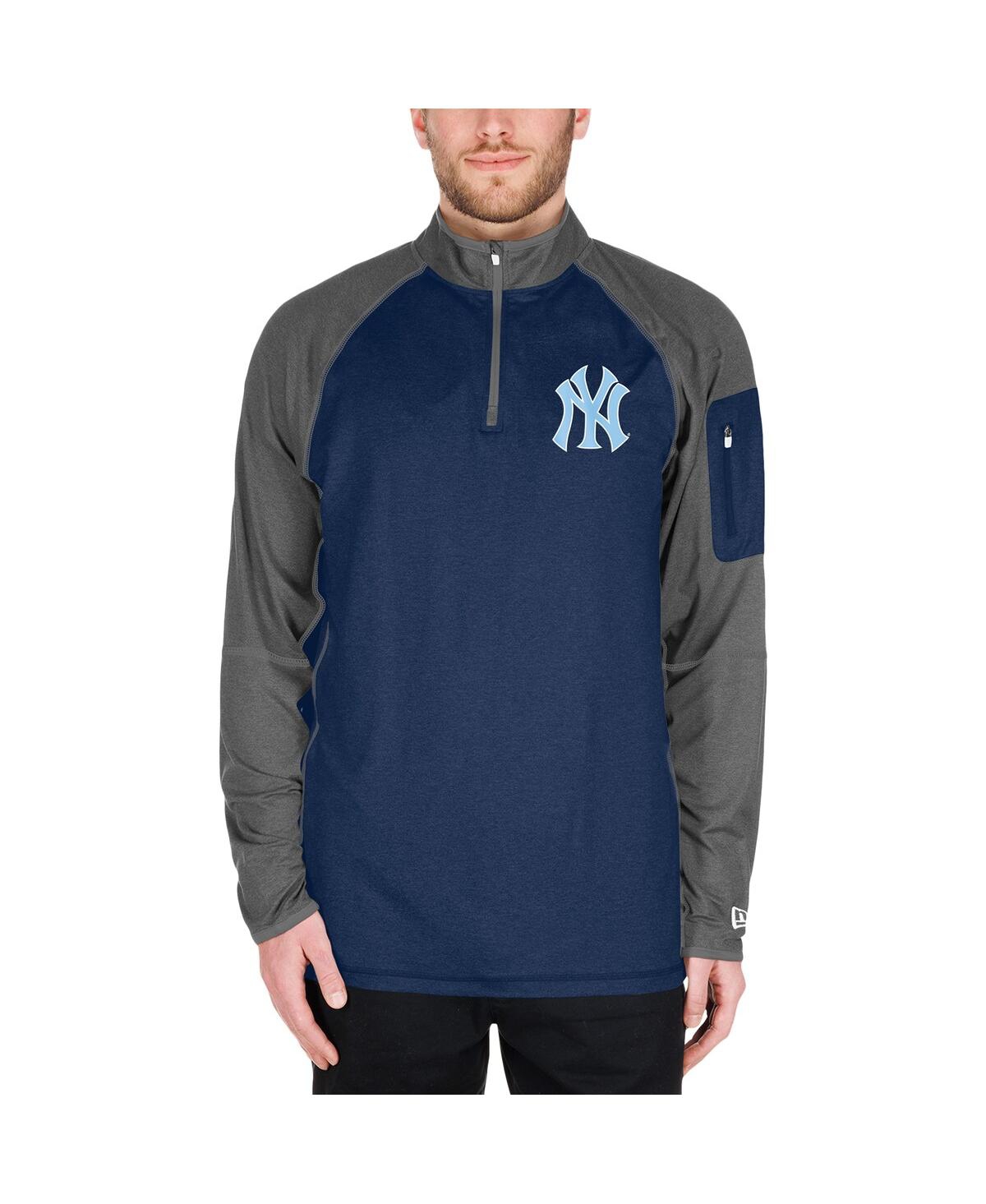 New Era Men's Navy New York Yankees Father's Day Raglan Quarter-zip Top In Navy