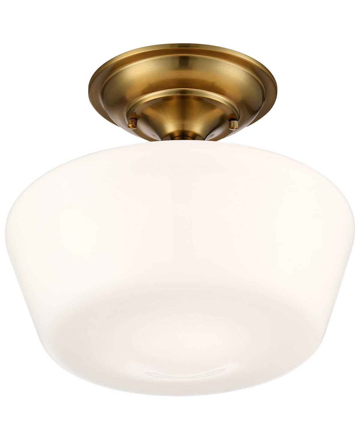 Regency Hill Schoolhouse Rustic Farmhouse Ceiling Light Semi Flush-Mount Fixture Wide SoftOpal White Glass for Bedroom Kitchen Living Room H
