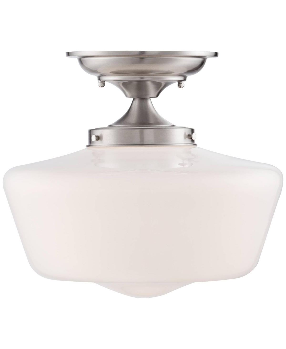 Regency Hill Floating Rustic Farmhouse Ceiling Light Semi Flush-Mount Fixture 12" Wide Brushed Nickel Opal White Glass Shade for Bedroom Kitchen Livin