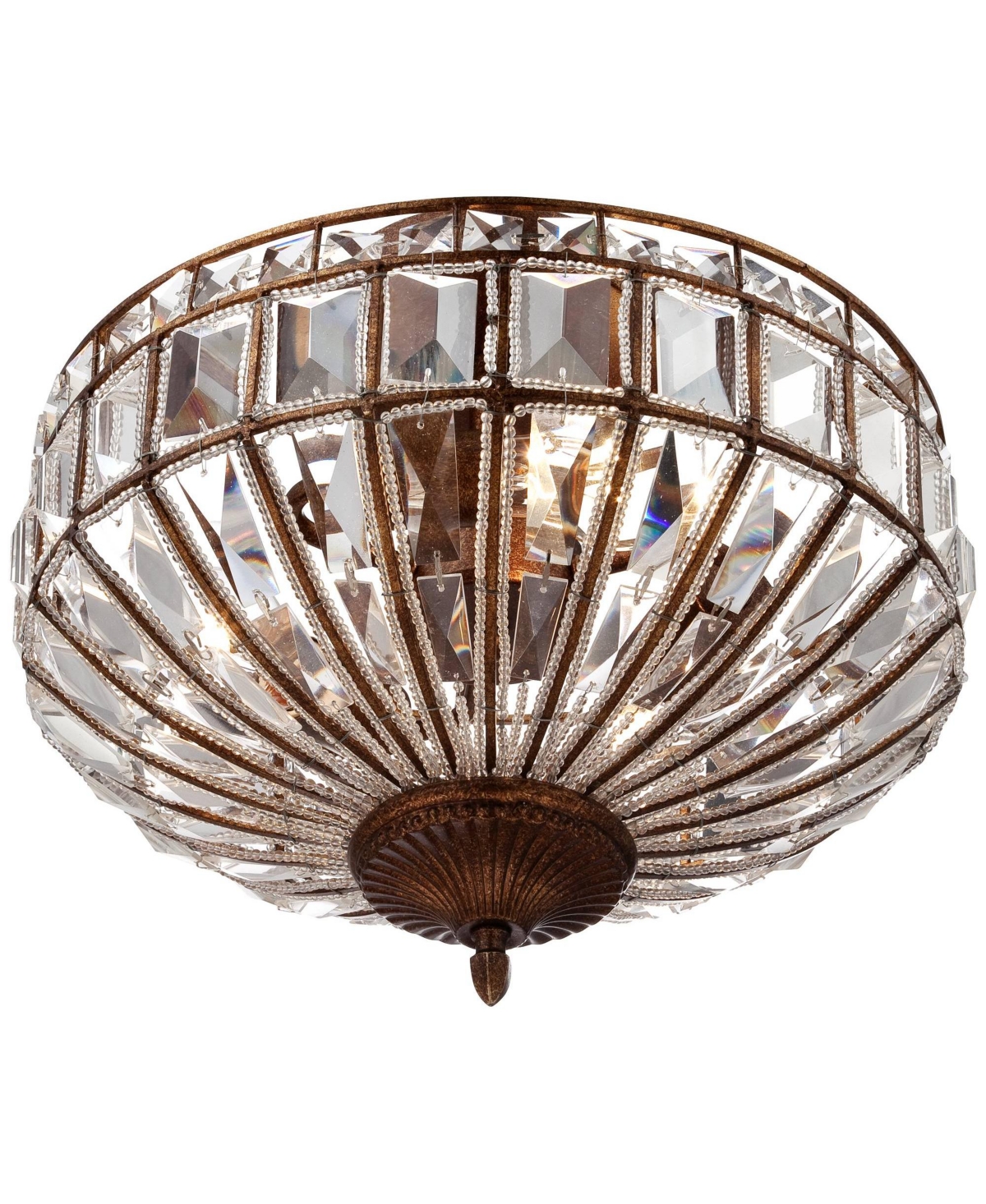 Vienna Full Spectrum Ibeza Ceiling Light Semi Flush Mount Fixture Wide MochaMetal Faceted Clear Crystal Glass Bowl for Bedroom Kitchen Livi