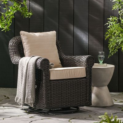Streamdale Wicker Swivel Rocking Chair Cozy Outdoor Relaxation and Comfort
