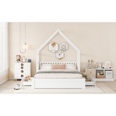 Streamdale Queen Platform Bed with Drawers and Guardrail