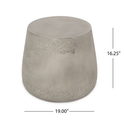 Streamdale Boho-Chic Drum Side Table Unconventional Style, Durable Concrete