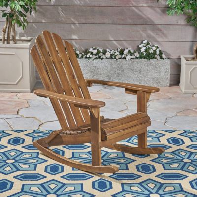 Streamdale Acacia Wood Adirondack Rocking Chair for Serene Outdoor Relaxation