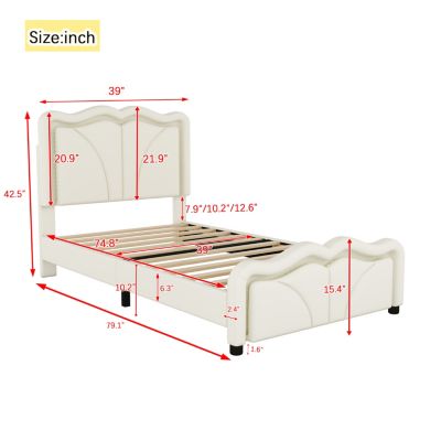 Streamdale Twin Platform Bed with LED Lights and Adjustable Headboard