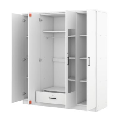 4-Door Mirror Wardrobe with shelves