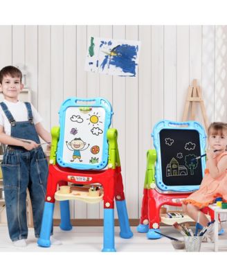 Height Adjustable Kids Art Easel Magnetic Double Sided Board w/ Accessories