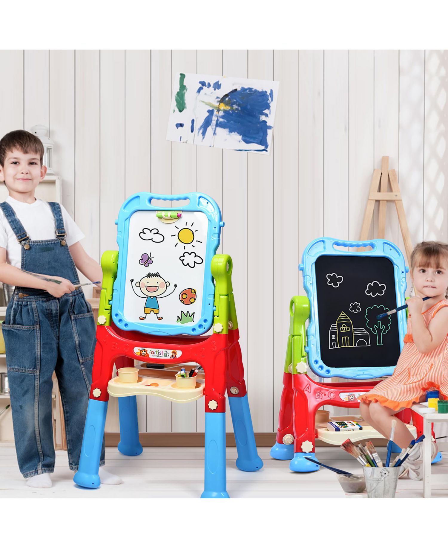 Height Adjustable Double-Sided Magnetic Kids Art Easel