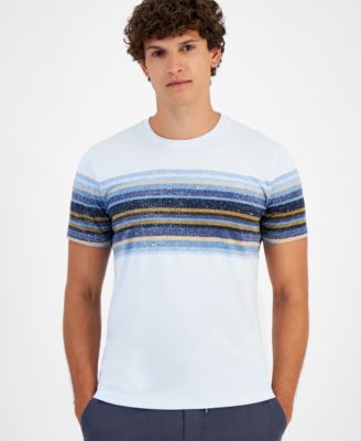Sun + Stone - Men's Rugged Short Sleeve Crewneck Chest-Stripe T-Shirt