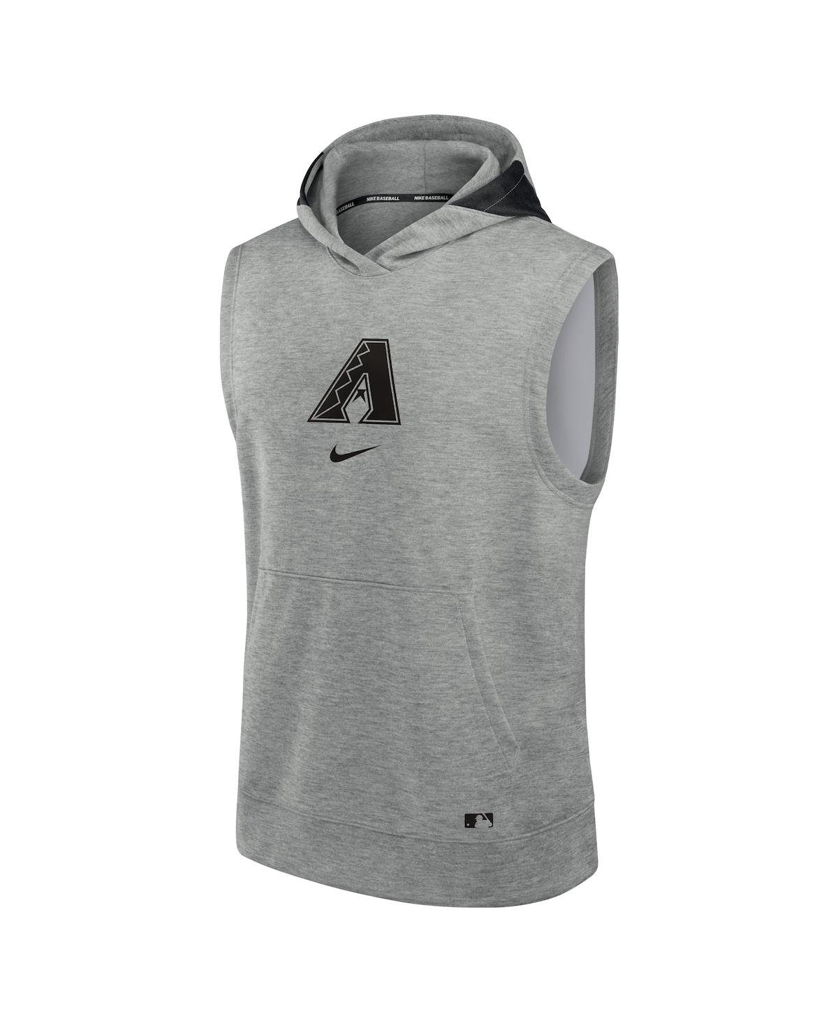 Nike Men'sArizona Diamondbacks Authentic Collection Early Work Performance Sleeveless Pullover Hoodie - Heather Gray, Black