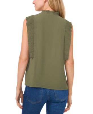 Women's Pleat-Detail Pintuck Cap-Sleeve Blouse