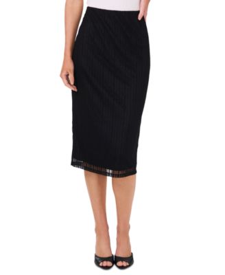 CeCe - Women's Knit Lace Midi Pencil Skirt