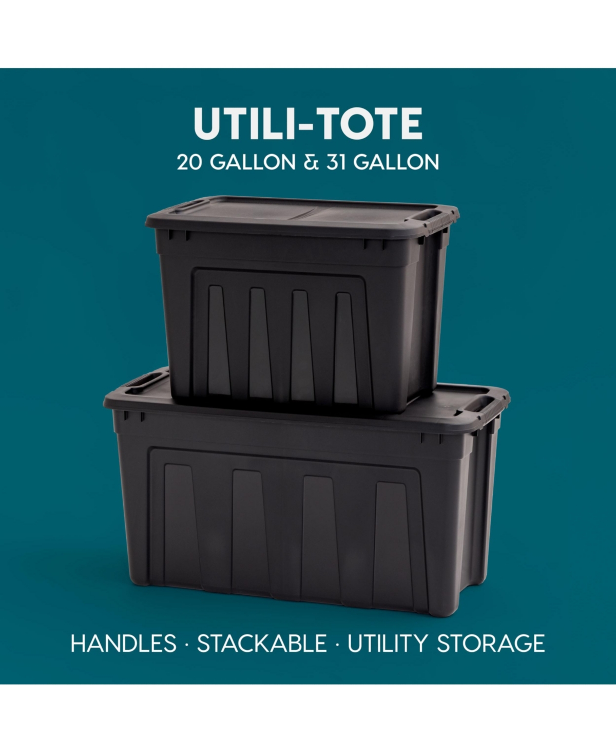 Iris 31 Gallon Heavy-Duty Storage Plastic Bin Tote Container, Set of 4 - Black