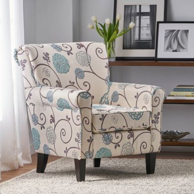 Streamdale Charming Contemporary Floral Club Chair with Tapered Birch Legs