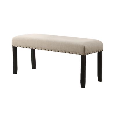 Fabric Dining Bench with Nailhead Trim