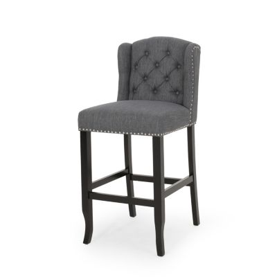 Sophisticated Upholstered Button-Tufted Wingback Barstools