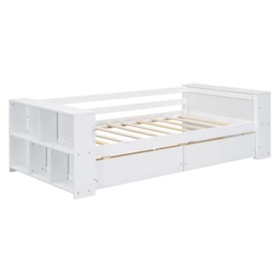 Streamdale Twin Size Daybed with Shelves and Drawers, White
