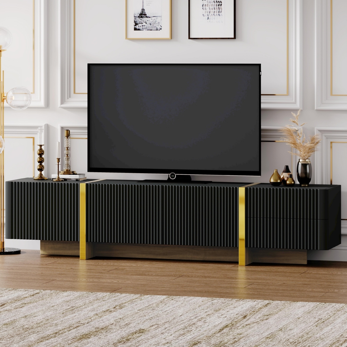 Streamdale Modern Tv Stand with Discreet Cable Management - Black