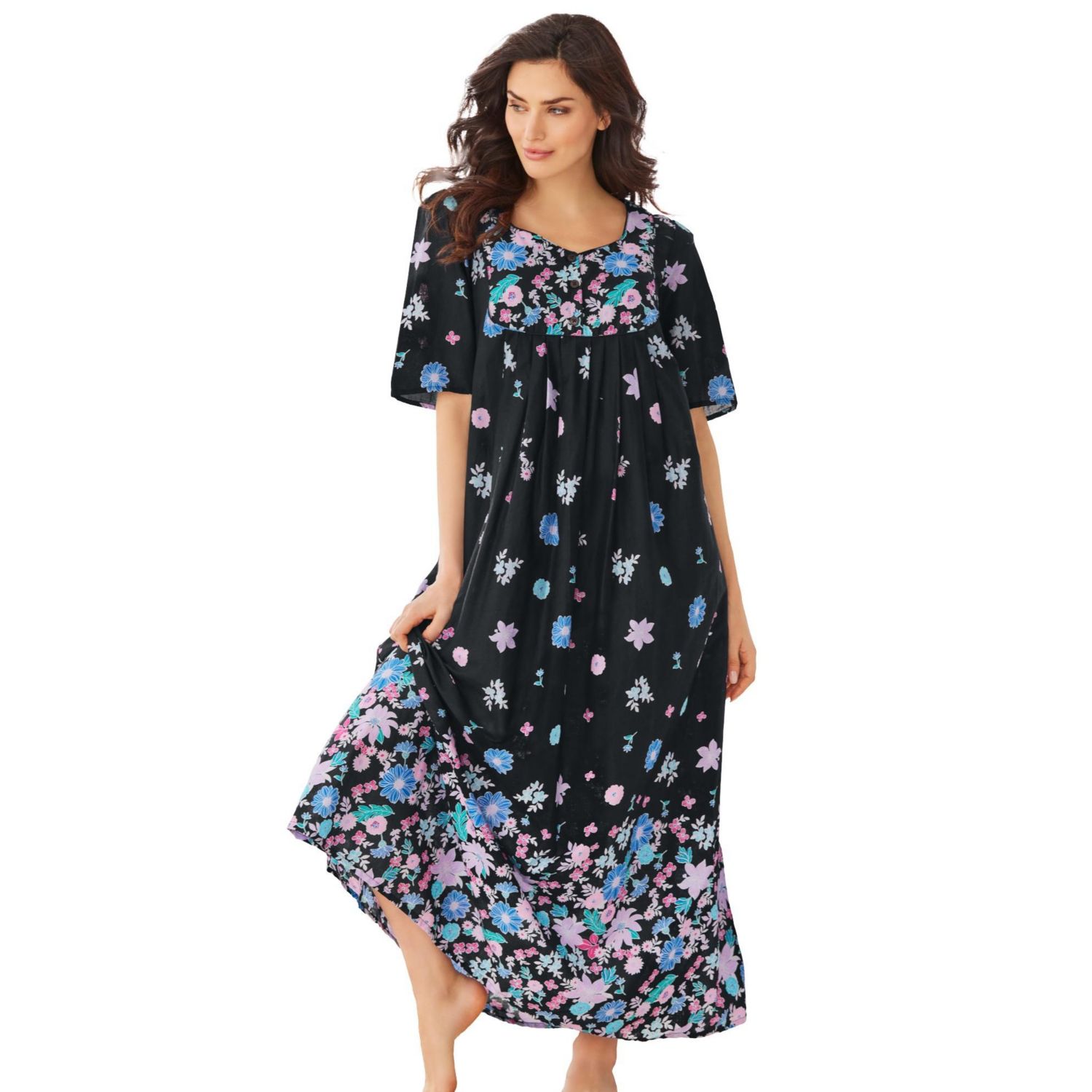 Women's Only Necessities Bib-Front Short Sleeve Maxi Lounger