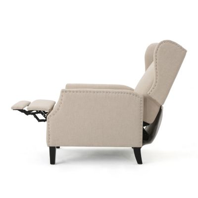 Streamdale Luxurious Wingback Recliner in Soft Fabric with Birch Legs