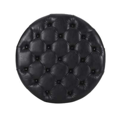 Contemporary Faux Leather Tufted Ottoman with Open Shelf