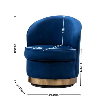 Contemporary Velvet Swivel Chair, Blue