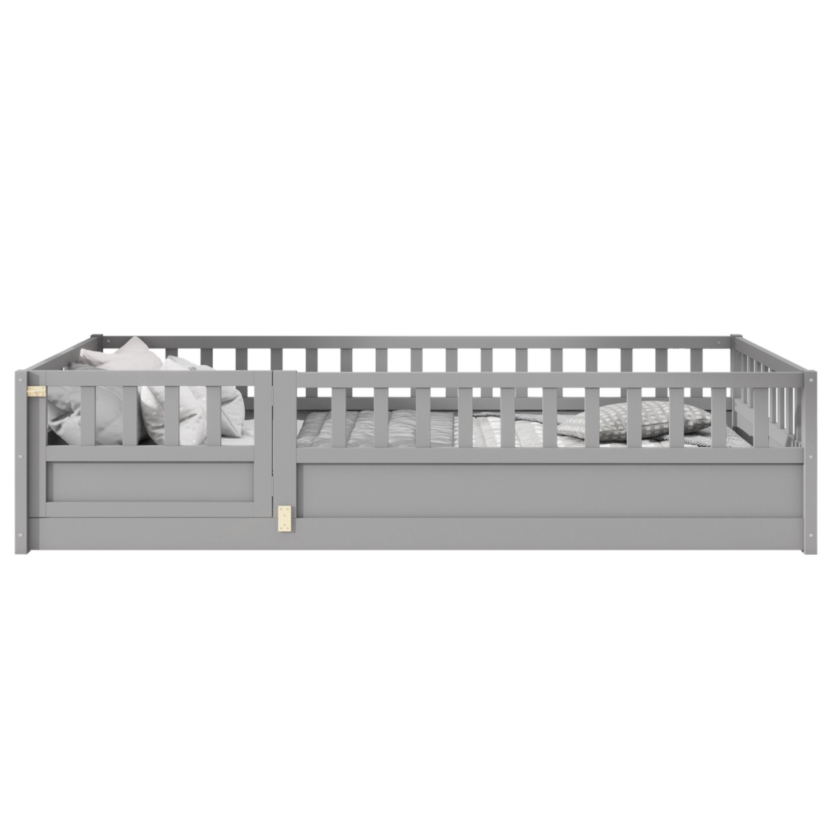 Streamdale Furniture Size Floor bed, integral construction with super high security barrier, door, children's floor bed frame, Montessori wooden