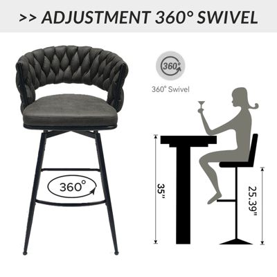  Premium Swivel Bar Stools with Woven Backrest