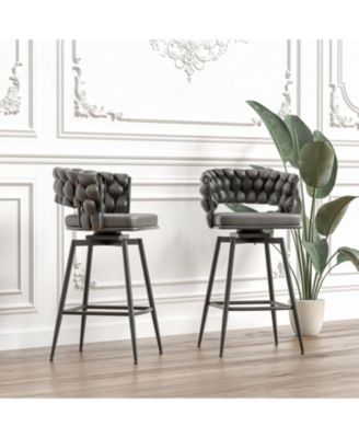 Premium Swivel Bar Stools with Woven Backrest