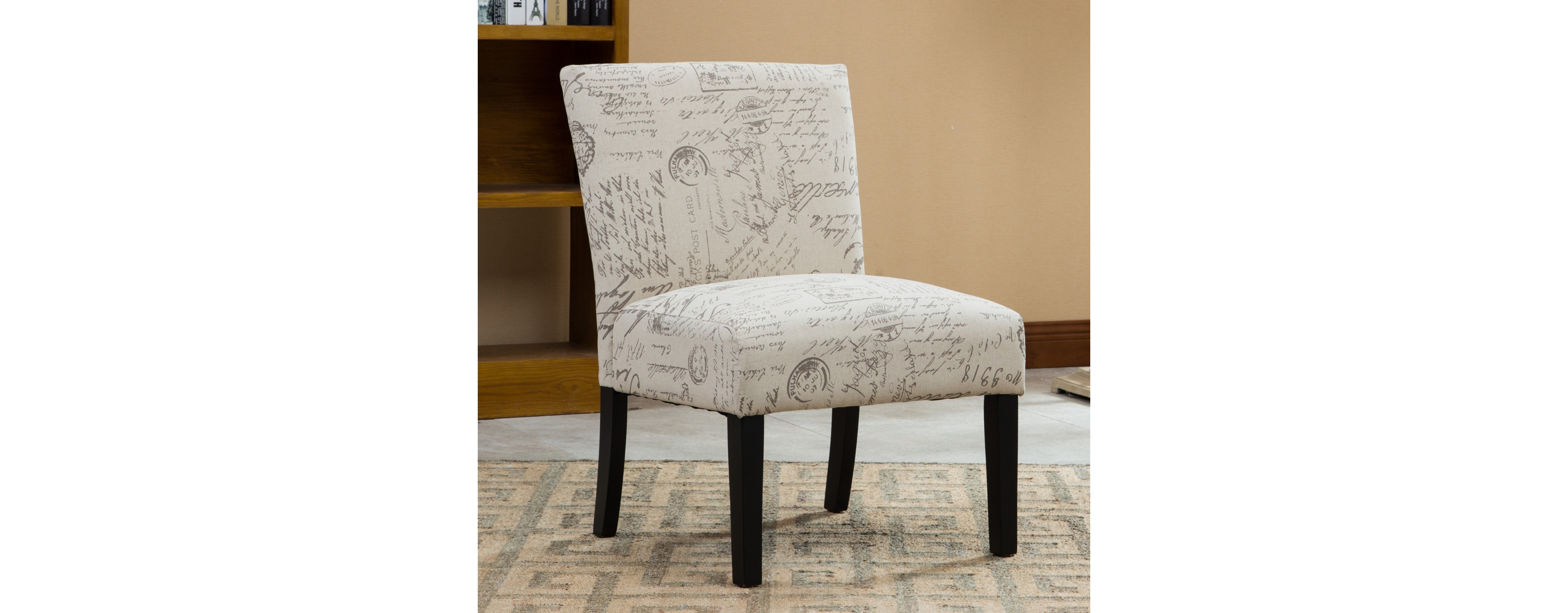 Simplie Fun English Letter Print Fabric Armless Contemporary Accent Chair