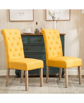 Solid Wood Tufted Parsons Dining Chair, Set of 2