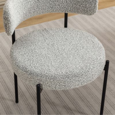 Streamdale Modern Round Boucle Dining Chairs, Set of 2, Black White