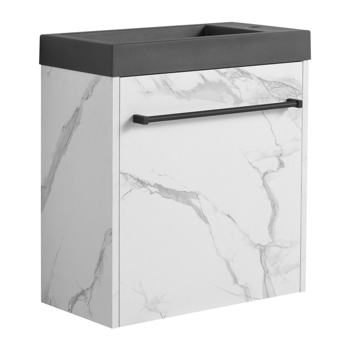 Streamdale Furniture Compact Wall-Mounted Vanity Soft-Close Doors, Resin Sink, Scratch-Resistant Surface - White+black