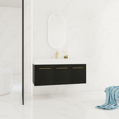 Modern Vanity with Unique Resin Sink and Ample Storage