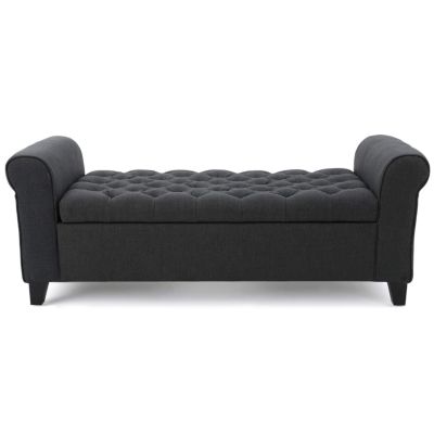 1 pc Contemporary Tufted Storage Ottoman with Rolled Arms