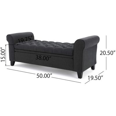 1 pc Contemporary Tufted Storage Ottoman with Rolled Arms
