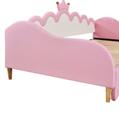  Extendable Princess Daybed with Crown Headboard and LED Lights