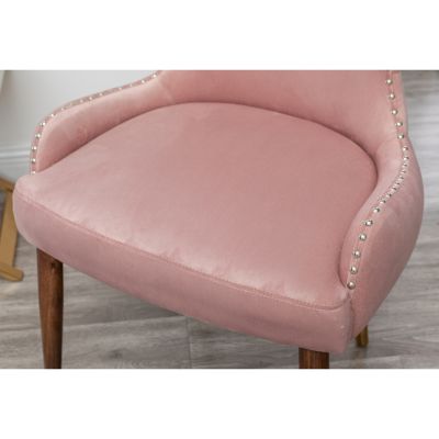  Contemporary Velvet Upholstered Nailhead Trim Accent Chair, Pink