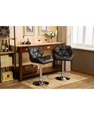 Adjustable Hydraulic Tufted Barstools, Set of 2