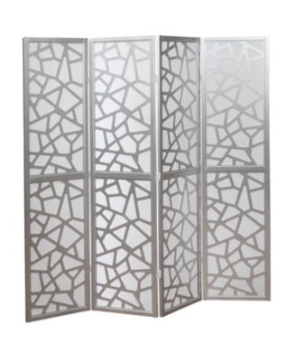 Giyano 4 Panel Screen Room Divider, Sliver