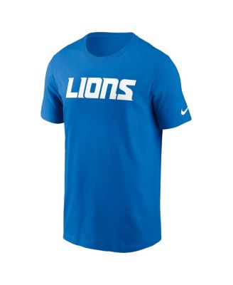 Men's Blue Detroit Lions Primetime Wordmark Essential T-Shirt